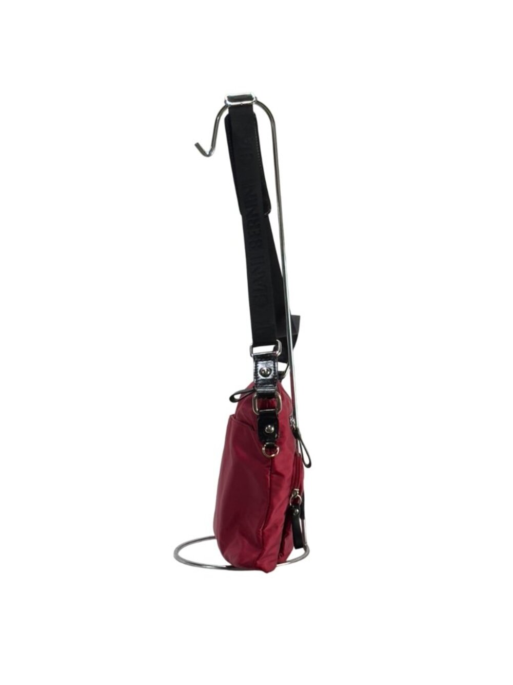 Giani Bernini Red Crossbody Nylon Shoulder Bag Adjustable Black Strap Zip Close - Picture 5 of 16